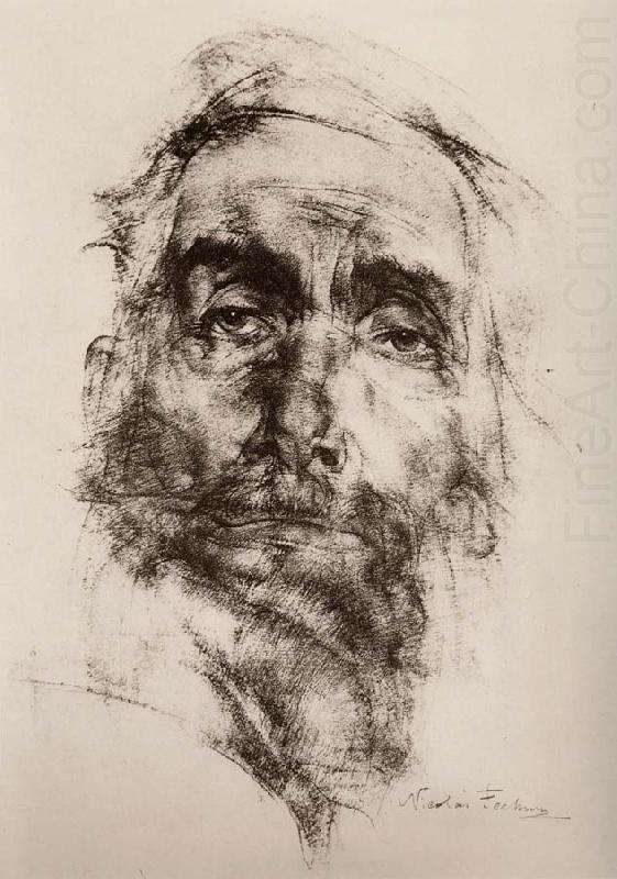 Head portrait of old man, Nikolay Fechin